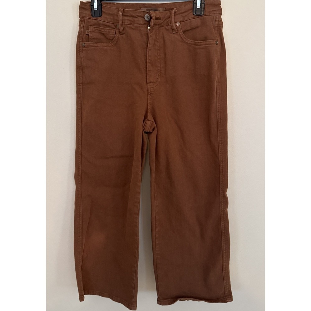 Judy Blue‎ Women's Size 9/29 Brown Stretch Denim High Rise Wide Leg Crop Jeans